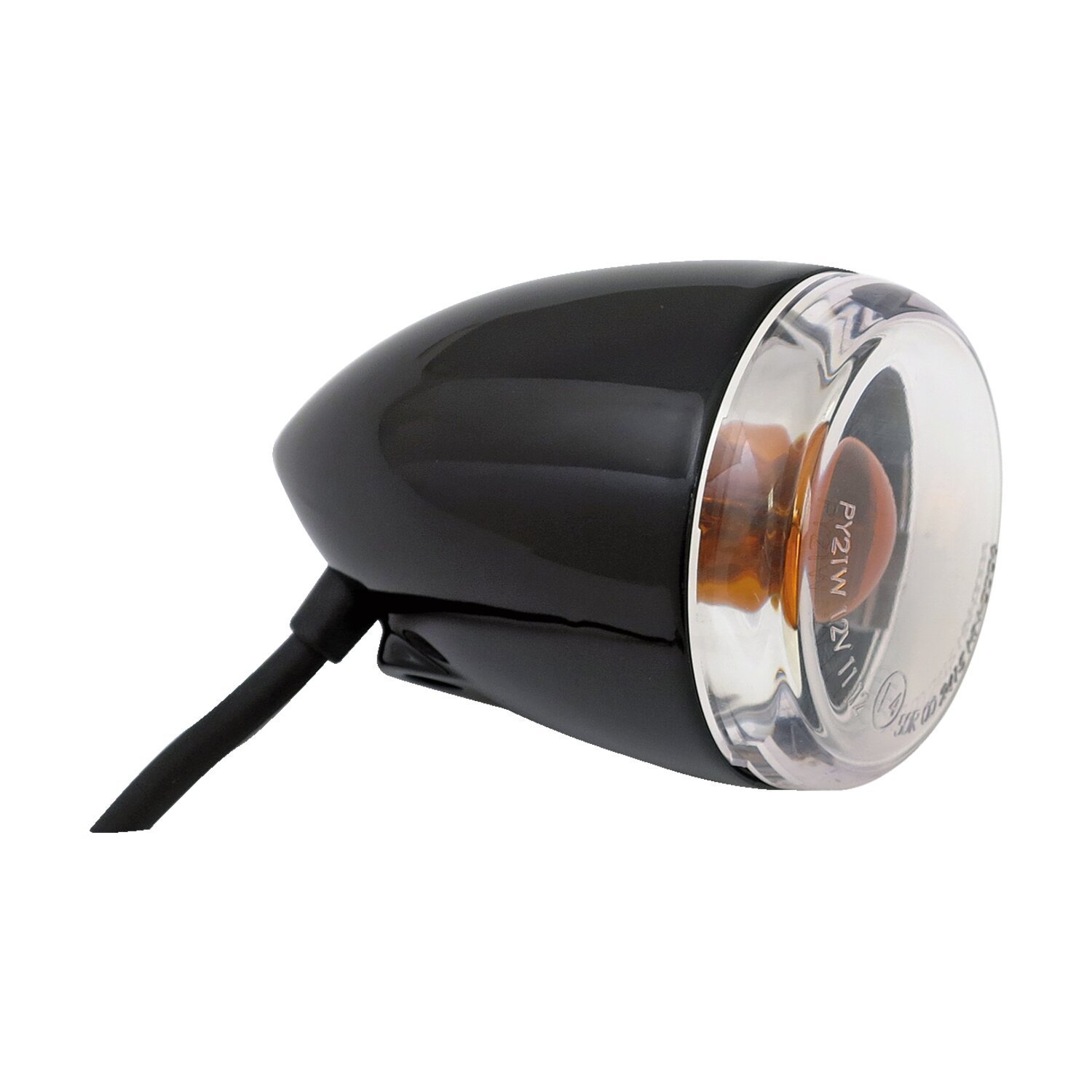 Late-style turn signal assembly. Front. Gloss black