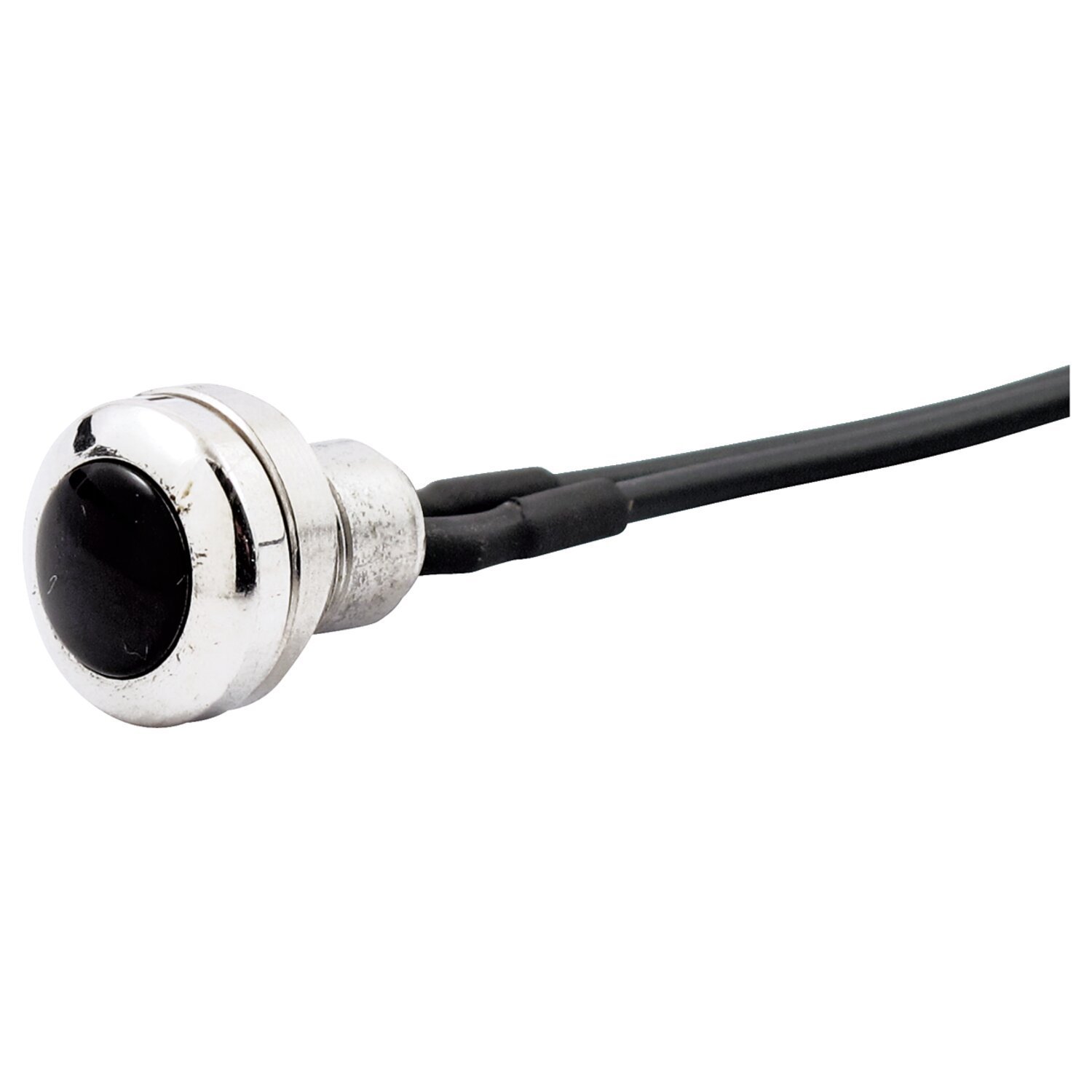 Smooth push button switch. two-tone polished/black