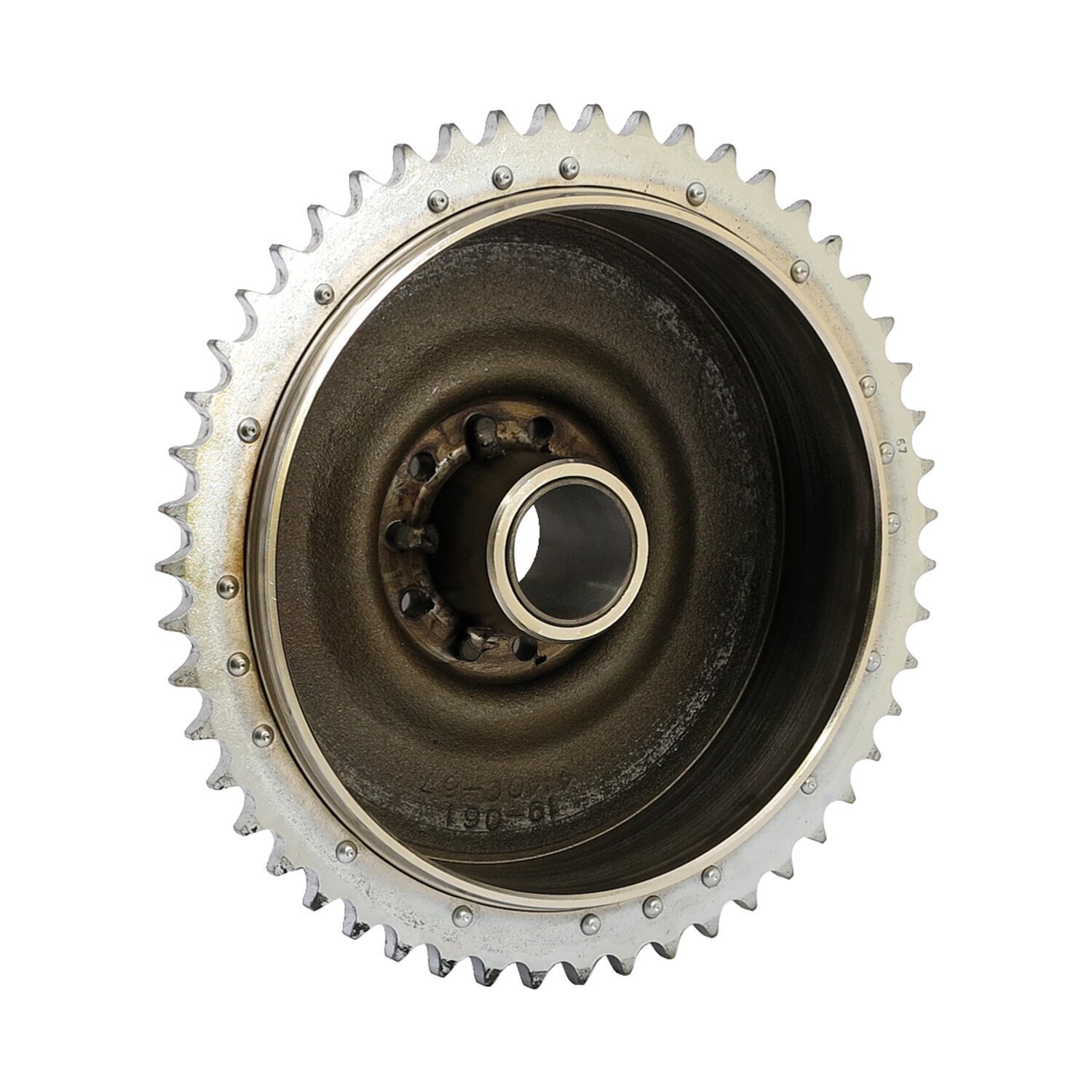 67-72 B.T. Rear brake drum & sprocket. Chrome