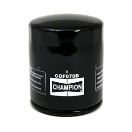 Champion, spin-on oil filter. Black