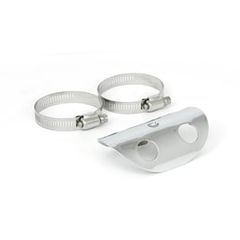 Universal bullet hole heat shield 4" long chrome