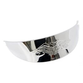 Embossed eagle headlamp visor. 7". Chrome