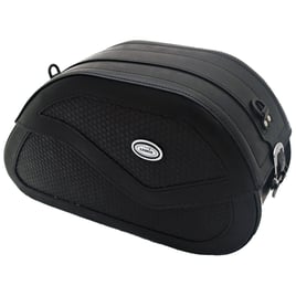 Ledrie, reinforced rigid leather saddlebag set. BW. 33 liter