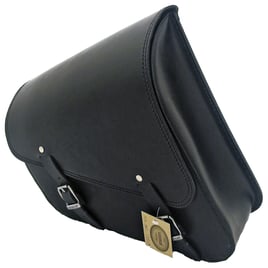 Ledrie, leather swing arm bag left, 12 liter. Black