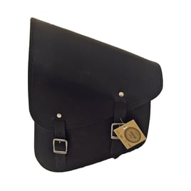 Ledrie, full leather swing arm bag left, 11 liter. Black