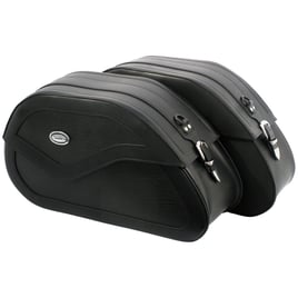 Ledrie, reinforced rigid leather saddlebag set. 32 liter