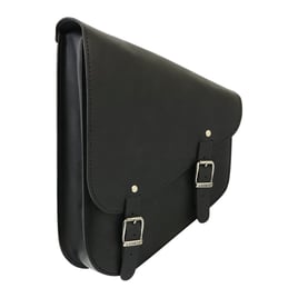 Ledrie, full leather swing arm bag left, 9 liter. Black