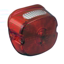 Laydown LED taillight lens assembly. Red lens