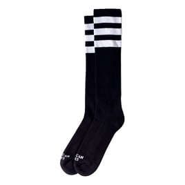 American Socks Knee High Back In Black, triple white striped