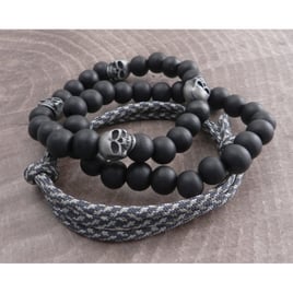 AmiGaz paracord & skull bead bracelet set