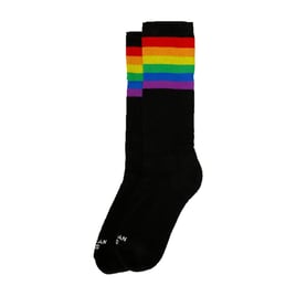 American Socks Mid High Rainbow Pride Black, rainbow striped