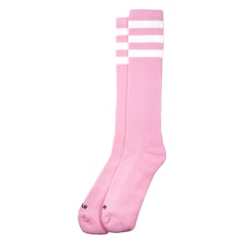 American Socks Knee High Bubblegum, triple white striped
